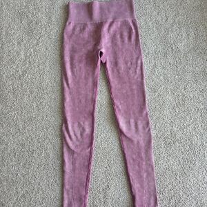 Women's Bo+Tee Ribbed Pink Leggings